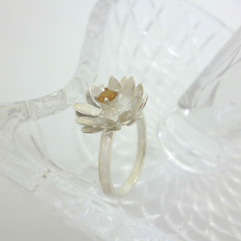 Lotus 蓮の花のリング - citrine silver